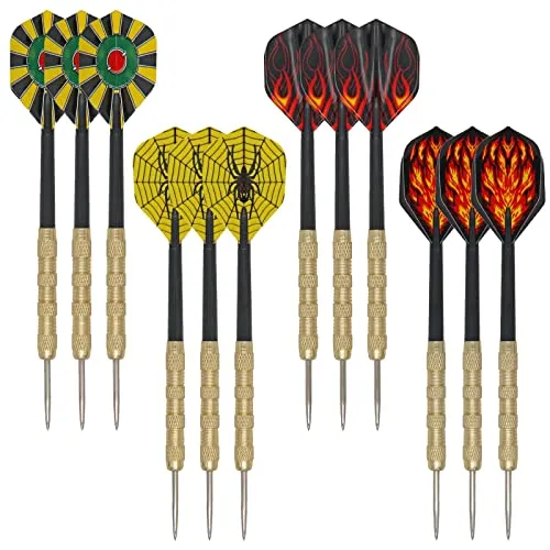 SacJkt Dartpfeile, Dartpfeile Metallspitze, Steeldarts Profi, Universelle Dart-Stiele und Dart-Flights Kit, Dart Pfeile Assorted Dart Zubehör Wurfbeschlag Splitterfest (12 Stück,15.2 cm)
