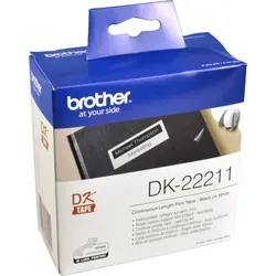 Brother PT Etiketten DK22211 - Weiße Etikettenrolle 29mm x 15,24m, Originalqualität für perfekte Beschriftungen mit Brother P-Touch Druckern