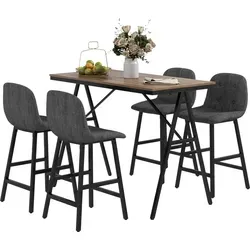 HOMCOM Bartisch mit Barhocker Set, 5-teiliges Essgruppe in Dunkelgrau - Bartische & -theken: Stilvolles 5-teiliges Set mit modernem Design, ideal für gesellige Runden und komfortables Sitzen dank dicker Polsterung.