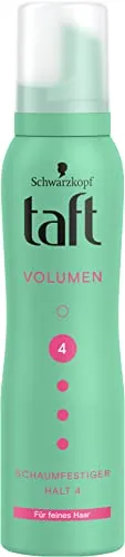 Taft Schaumfestiger Volumen für feines Haar (150 ml) - Styling-Schaum mit Haltegrad 4 für bis zu 24 Stunden starken Halt, schützt vor Föhnschäden und verleiht feinem Haar Volumen, ohne zu beschweren.