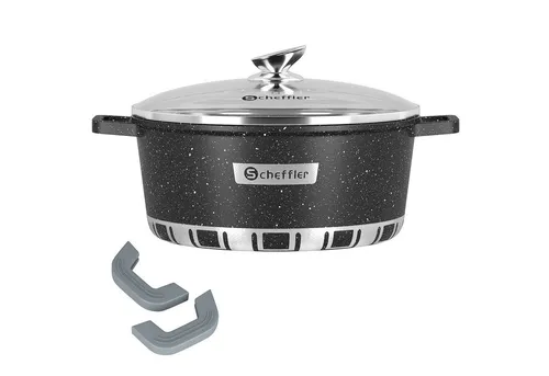 Scheffler Suppentopf 4/6/8/10/12,5/15 L Topf Induktions Antihaft Kochtopf mit Glasdeckel, Aluminium (für alle Herdarten), induktionsgeeignet