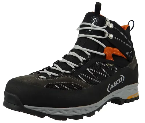 AKU Tengu Lite GTX - Herren Wanderschuh in Schwarz/Orange - Wanderschuhe mit wasserdichtem Gore-Tex-Obermaterial und ELICA Natural Stride Technologie für verbesserte biodynamische Leistung. Ideal für alle Terrains und komfortabel bei jedem Schritt.