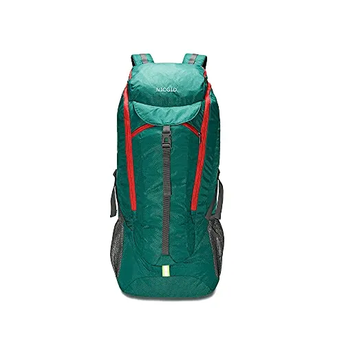 Nicgid 60L leichter Wanderrucksack, faltbar, multifunktionale Reisetasche, wasserabweisend, lässiger Camping-Rucksack für Männer und Frauen, Outdoor-Sport, Berge