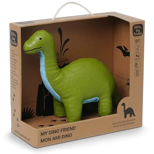 Little Big Friends Dino Friends | Stimuliert die Sinne mit Farben, Texturen und Einer klingelnden Glocke | Veganes Leder | Leicht zu reinigen | Hector der Brachiosaurus