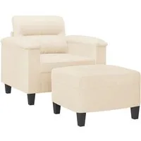 vidaXL Sessel mit Hocker Beige 60 cm