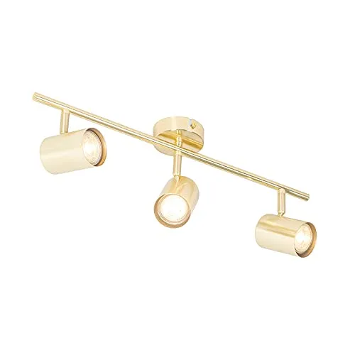 Qazqa Jeana - Moderne 3-flammige Deckenleuchte in Messing - Stilvolle Deckenlampe für Wohnzimmer und Schlafzimmer, dimmbar und verstellbar. Ideal für eine moderne Innenbeleuchtung.