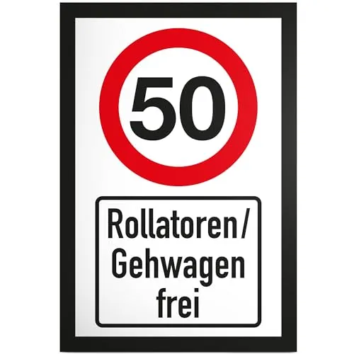DankeDir! 50 Jahre Rollatoren Gehwagen frei Schild - Geschenk 50. Geburtstag Geschenkidee Geburtstagsgeschenk Fünzigsten Geburtstagsdeko Partydeko Party Zubehör Geburtstagskarte