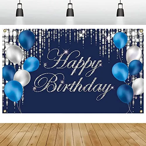 Happy Birthday Hintergrund Banner Happy Birthday Banner Hintergrund Geburtstag Dekoration Geburtstag Party Dekoration (Blau)