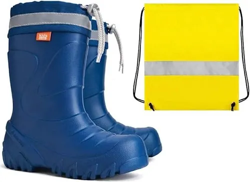 Demar Gummistiefel Ultra Leichte Kinder Regenstiefel für Jungen & Mädchen - Gummistiefel in Blau, gefüttert mit herausnehmbaren Innensocken aus EVA-Schaum, ideal für nasse Tage. Leicht zu reinigen und mit reflektierenden Elementen für mehr Sicherheit.