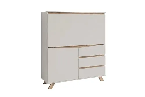 byLIVING Sekretär Valentin, Kaschmir Beige/Eiche, 3 Schubladen