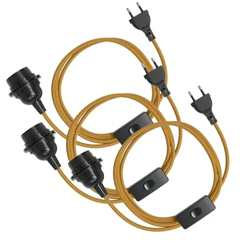 EAZY CASE Lampenfassung 3x E27 mit 3,5m Textilkabel in braun von EAZY CASE