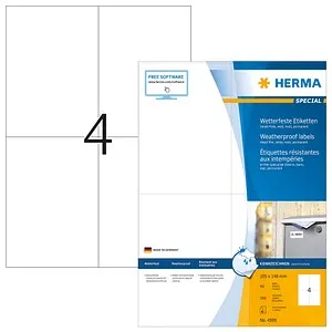 Herma Inkjet-Etiketten 4599, wetterfest und matt - Sonstige Etiketten, selbstklebend und ideal für Außenbereich, garantierte wasserfeste Ausdrucke in Foto-Qualität, perfekt für kleine Schriften und Barcodes.