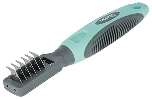 Kerbl Pet Fell-Entfilzungsmesser, Entfilzungskamm, 18cm, türkis/grau, 6 Klingen, für Hunde und Katzen, zum Entfilzen und Ausdünnen