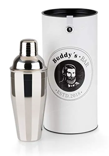 Buddy´s Bar Cocktailshaker „Classic“, 700 ml hochwertiger Edelstahl Shaker - Cocktailshaker aus lebensmittelechtem Edelstahl, spülmaschinenfest und in Geschenkbox, ideal für Hobby- und Profi-Bartender.