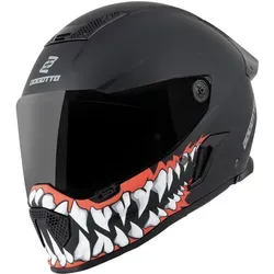 Bogotto Rapto Jaws Helm XL, schwarz-rot - Motorradhelm mit kratzfestem Visier und Pinlock-Vorbereitung für optimale Sicht und Sicherheit auf der Straße.