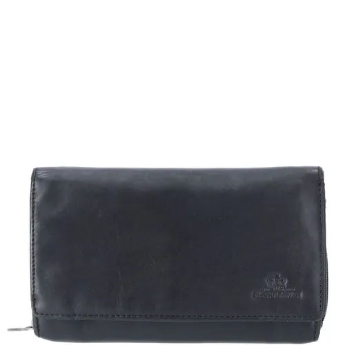 The Skandinavian Brand Damenbörse mit Druckknopf Quer schwarz - Elegante Geldbörse im Querformat mit RFID-Schutz, bietet Platz für 16 Karten und mehrere Fächer für Geldscheine und Münzen.