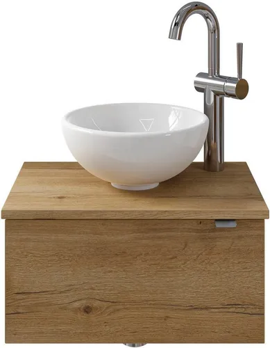 Saphir Waschtisch Serie 6915 Waschschale mit Unterschrank für Gästebad, Gäste WC (3-St., Keramik-Aufsatzbecken, Waschtischplatte, Waschtischunterschrank), 51 cm breit, 1 Tür, Waschtischplatte, kleine Bäder, ohne Armatur