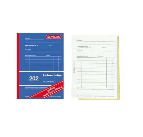 Herlitz Geschäftspapier 5x Herlitz Lieferscheinbuch 202 / A6 / 2x 40 Blatt / selbstdurchschrei