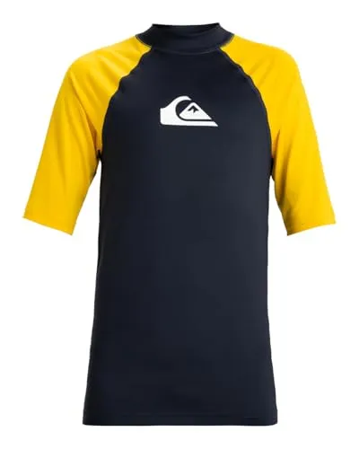 Quiksilver Kid's Everyday UPF50 S/S Lycra Gr 12 blau - Lycra mit UV-Schutz für Kinder, ideal zum Schwimmen; Farbe: Blau; Größe: 12; bietet Stretch für maximale Bewegungsfreiheit.