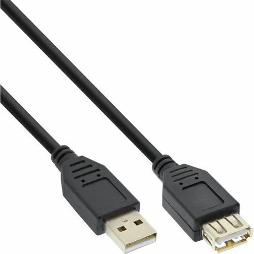 InLine® USB 2.0 Verlängerung, ST / BU, Typ A, schwarz, Kontakte gold, 10m