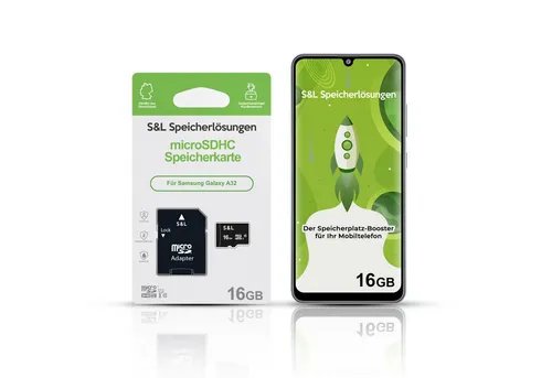 Tec-Expert microSD Karte S&L für Samsung Galaxy A32 Speicherkarte (16 GB, Class 10, microSDHC)