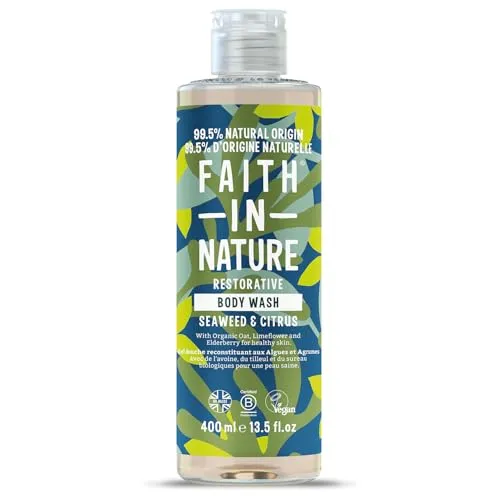 Faith In Nature Natürliches Meeresalgen und Zitrus Duschgel, Regenerierendes Duschgel, Vegan und tierversuchsfrei, Ohne SLS oder Parabene, 400 ml