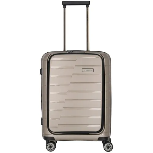 Travelite 4-Rad Trolley S mit Vortasche Air Base champagner - Trolley für Handgepäck, besonders leicht und robust aus Polypropylen, mit praktischer Vortasche für Laptops bis 15,6 Zoll – ideal für Reisen und Business!