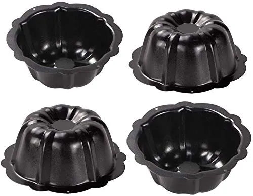 webake Mini Gugelhupfform 11 cm 4 Stück Kuchenform Klein Rund Backform mit Antihaftbeschichtung für Gugelhupf, Kuchen, Muffin, Cupcake