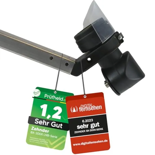 [ Test 3X SEHR GUT *] ZEHNDER Twin LNB + Wetterschutzhaube, Digital 2Fach 4K HD LMB für 2 Teilnehmer mit Wetterschutzkappe & Sun Protect, für Fernseher Sat Receiver, Satellitenschüssel 2-Fach LNC