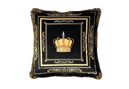 Belle Arti Dekokissen Kissen Zierkissen Sofa Samt 2er Set schwarz gold mit Bezug und Füllung