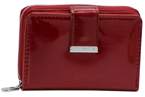 Jennifer Jones Echt-Leder Damen Geldbörse mit RFID-Schutz - Glanz Optik - Rot - Elegante Damen Geldbörse aus Echt-Leder mit Hochglanz-Optik und RFID-Schutz für Ihre Sicherheit. 8 Kartenfächer, 3 Einsteckfächer und vieles mehr - das perfekte Accessoire für stilbewusste Frauen!