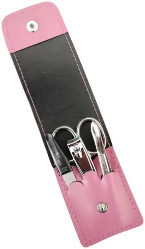 EloModa Maniküre-Etui 4-teiliges Solingen* Maniküre Set mit echt Leder Etui, Nagelschere, 4 tlg., Made in Germany