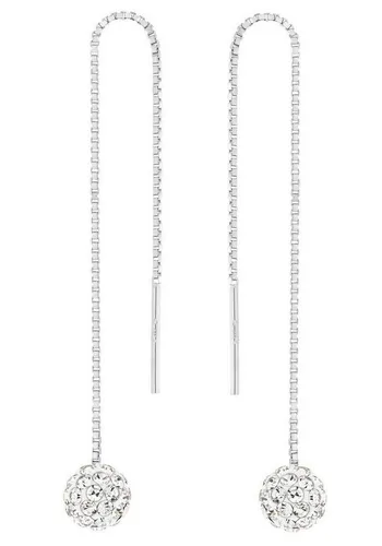 Amor Ohrhänger für Damen aus 925 Sterling Silber mit Zirkonia - Elegante Durchzieher aus 925 Sterling Silber, verziert mit 40 funkelnden Zirkonia Steinen. Ideal als Geschenk für besondere Anlässe wie Geburtstag, Weihnachten oder Valentinstag.