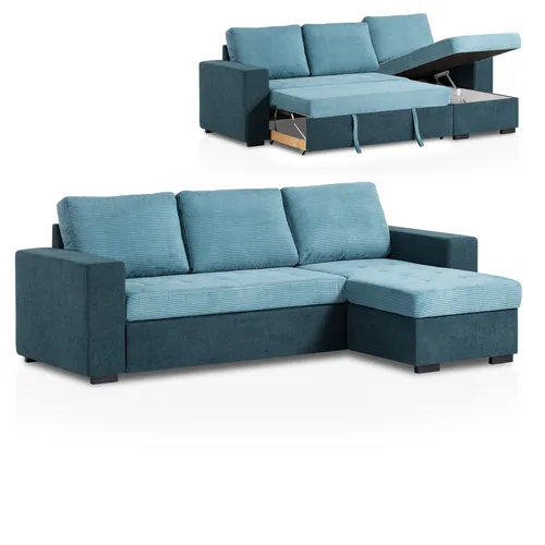 Ecksofa lagoon-teal Cord mit Liegefunktion von Roller