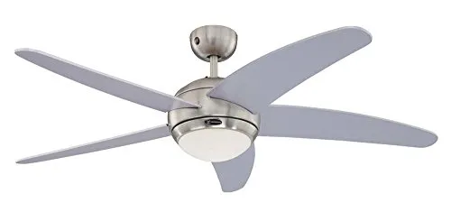 cm Deckenventilator Bendan 72220 mit Einzelleuchte - Moderner Deckenventilator mit 132 cm Durchmesser, ideal für große Räume. Mit fünf stilvollen Flügeln und integrierter Opalmilchglas-Leuchte für optimale Luftzirkulation und Beleuchtung.