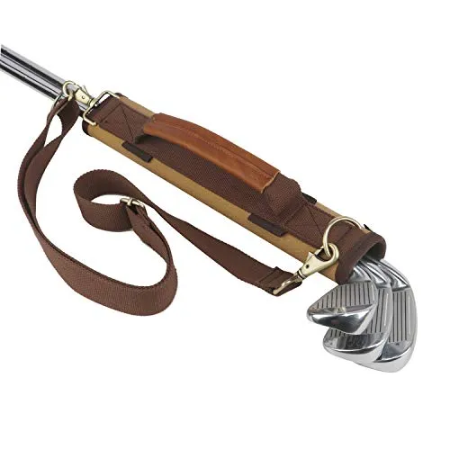TOURBON Leichte Canvas-Golfschlägertasche mit Schultergurt (Khaki)