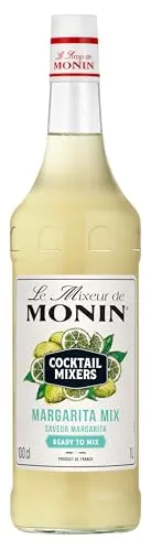 MONIN Le Mixeur Margarita Cocktail Mix 1 l | Alkoholfreier Bar-Sirup mit Limetten- & Zitronensaft, ideal zum Mischen mit Tequila, in der praktischen 1,0 l Glasflasche