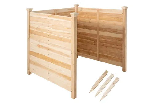 COSTWAY 3-tlg. Sichtschutzzaun aus Tannenholz - Dekorativer Sichtschutzzaun mit langlebigem Tannenholz, ideal zum Abdecken von Mülltonnen oder Klimaanlagen. Wetterbeständig und flexibel anpassbar für jeden Gartenbereich.