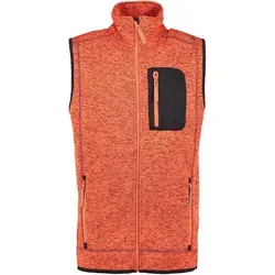 OS Trachten Strickfleece Weste orange, Größe 5XL - Herren-Westen mit hochschließendem Kragen und praktischen Reißverschlusstaschen, ideal für kühle Tage und Outdoor-Aktivitäten.