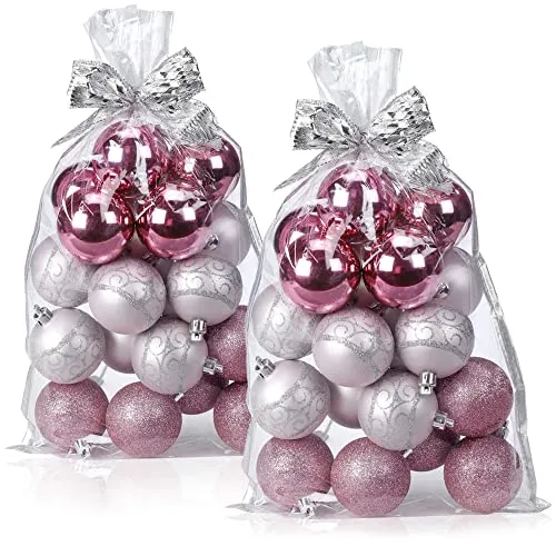 com-four® 40x Weihnachtskugeln, Christbaumkugeln bruchsicher aus Kunststoff für Weihnachten, Baumschmuck für den Christbaum mit Anhänger, Ø 6 cm