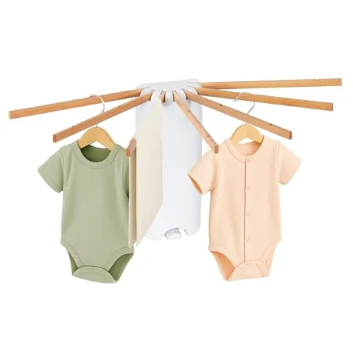 Todeco Wandtrockner Klappbar Holz, Mini Wäscheständer zur Wandmontage, für Balkon Wohnzimmer Wäscheraum Badezimmer, weiß