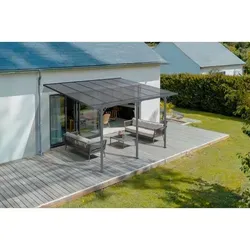 Cazeboo Terrassenüberdachung Carport KLEO 400L300 Aluminium Grau