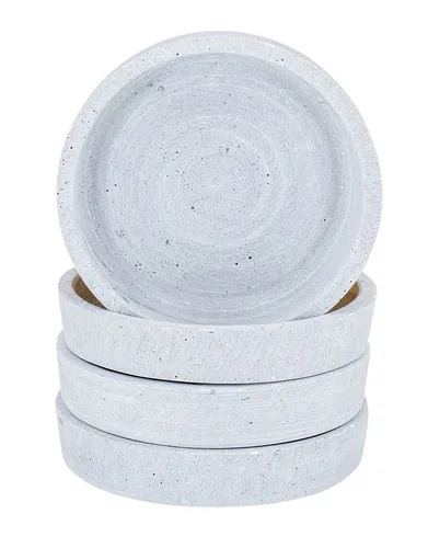 Levandeo® Dekotablett, 4er Set Deko Teller 11cm Rund Teller Grau Betonoptik Kerzenschale
