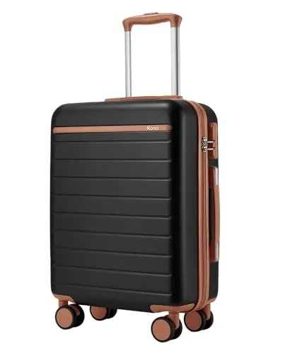 KONO Handgepäck Koffer 55x40x20cm, 34L Hartschalen Reisekoffer, Schwarz