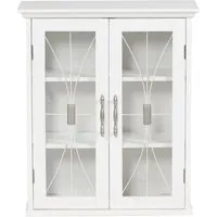 Teamson Home Hängeschrank - Weiß, 52.1x61x61 cm - Ein stylischer Hängeschrank aus strapazierfähigem MDF mit verstellbaren Regalen und eleganten Glasverzierungen, ideal für kleine Badezimmer.