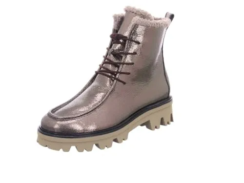 Paul Green 8194-026 Stiefeletten in Braun-Metallik für Damen - Wanderschuhe mit klassischem Stil, gefertigt aus metallisiertem Leder und warmem Futter für optimalen Komfort bei jedem Schritt.