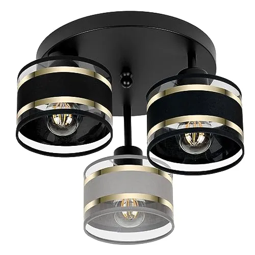 alfalux Moderne LED Deckenlampe mit 3 Lampenschirmen - Hängeleuchte für Wohnzimmer, Schlafzimmer und Küche, sorgt für starke Beleuchtung und stilvolle Atmosphäre, geeignet für dimmbare E27-LED, hergestellt in der EU.
