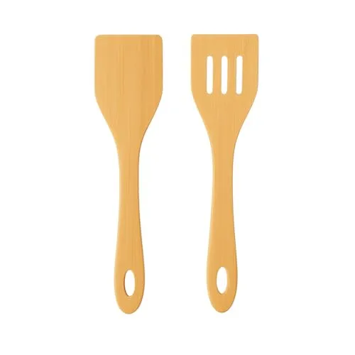 Hausleben® Bambus Pfannenwender-Set – 30 cm – 2er Set | Nachhaltige Holz-Küchenhelfer | Spachtel & Spatula | Natürlich, robust & pfannenfreundlich | Ideal für jede Küche