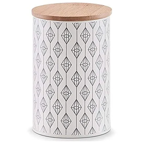 Zeller 19307 Vorratsdose, 1000 ml, Metall/Bamboo, grau, ca. Ø 10,2 x 16 cm