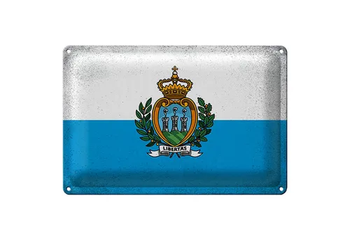Roomando Metallschild Flagge San Marino 18x12cm San Marino Vintage